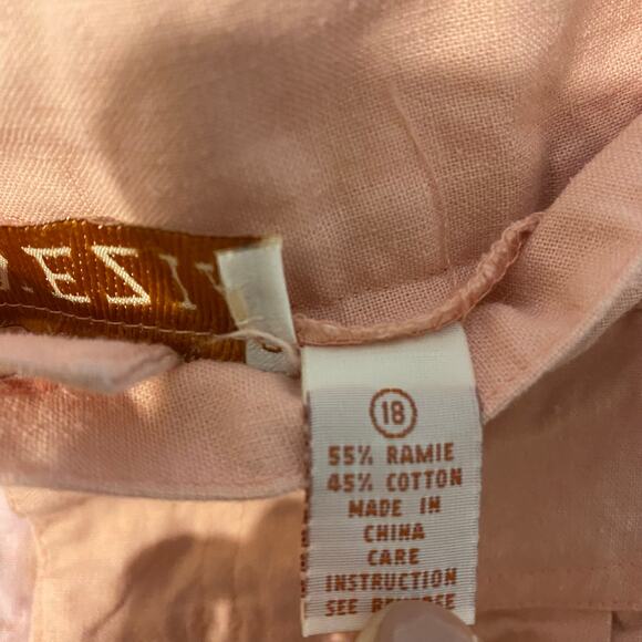 Vintage Venezia Pink High Rise Long Shorts Ramie Cotton Belt New W/ Defect Sz 18 - Picture 5 of 7